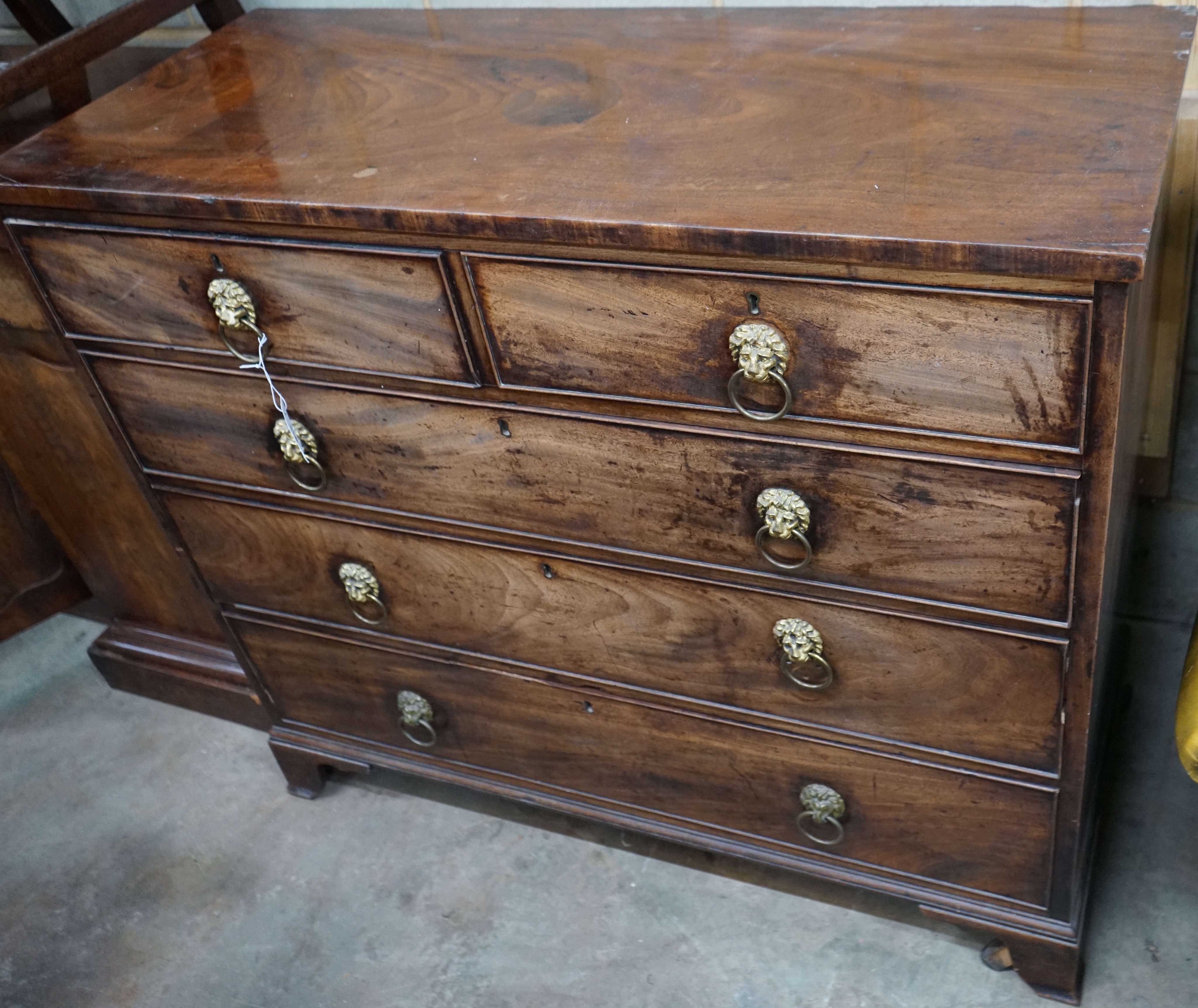A George IV mahogany chest of drawers with brass handles, width 118cm depth 50cm height 103cm